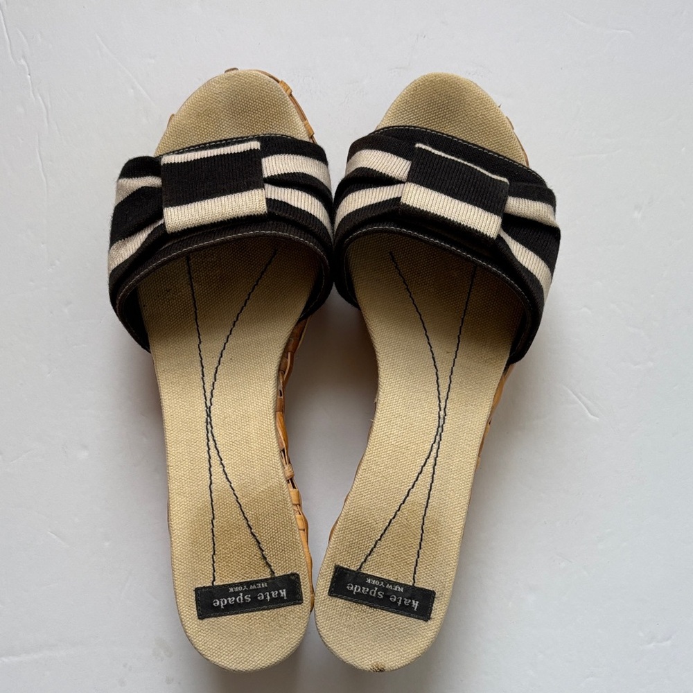 Kate Spade Striped Black and Cream Sandals